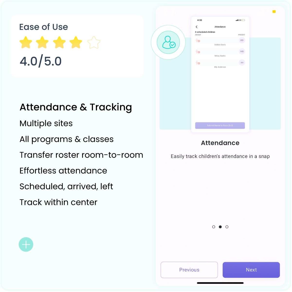 staff app tracking attendance screenshot