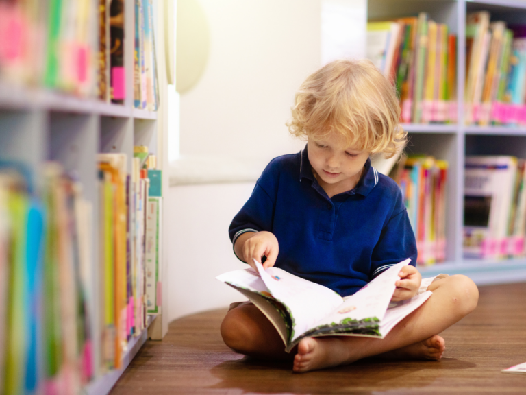 Student reading book